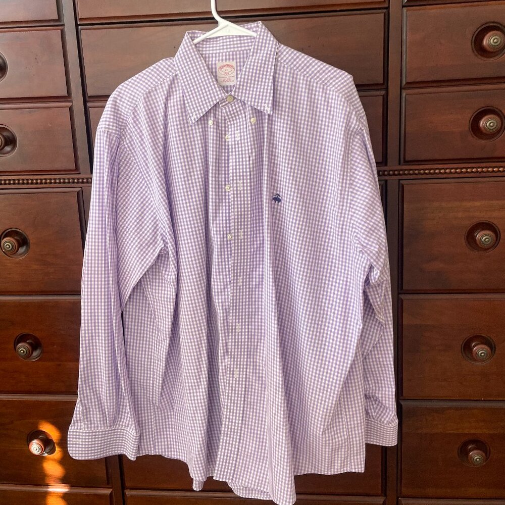 Brooks Brothers Purple Gingham Button-Up